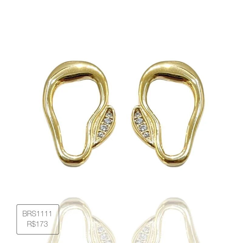 Brinco Orvalho Organico Com 4 Zircs Mon Amour Dourado